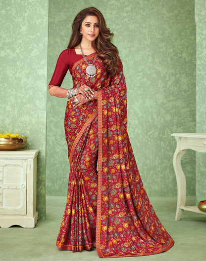 Maroon Silk Saree