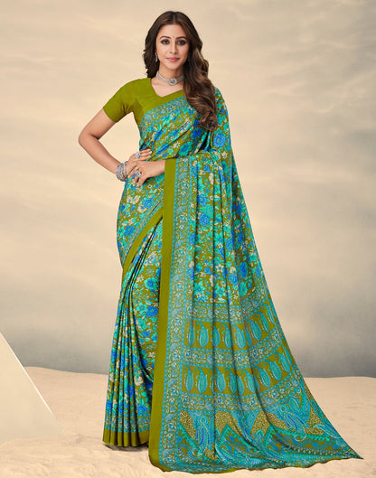 Olive Green Silk Saree