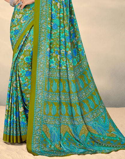 Olive Green Silk Saree