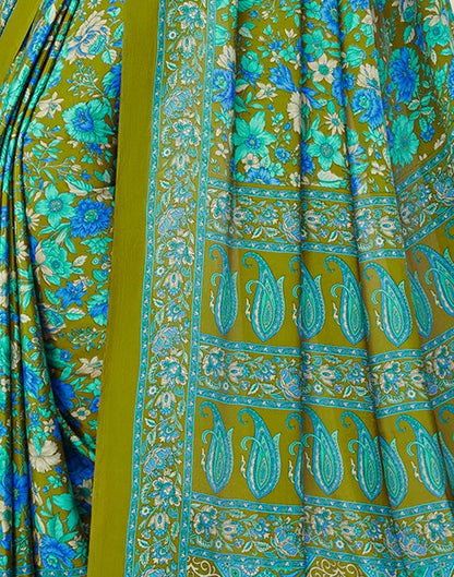 Olive Green Silk Saree