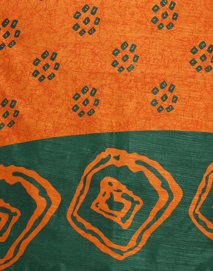 Dark Orange Bandhani Cotton Saree