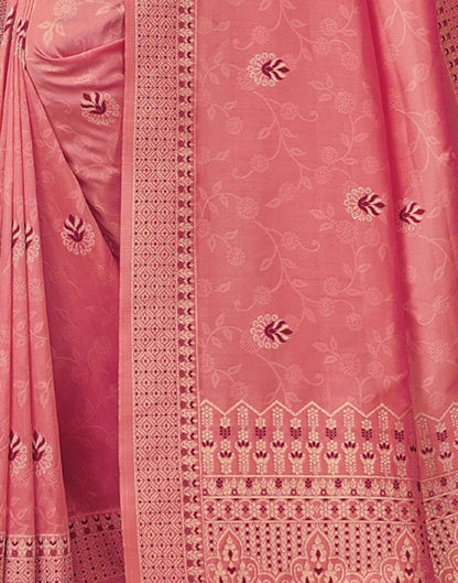 Rose Pink Silk Blend Saree