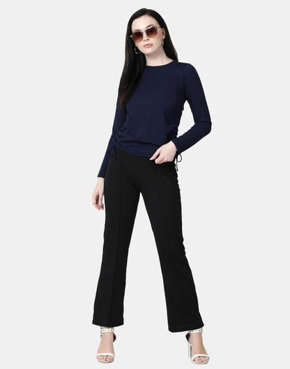 Blue Colored Lycra Knitted Top | SLV240TK5006