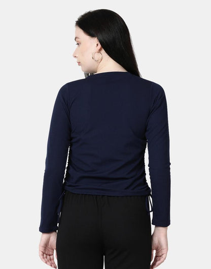Blue Colored Lycra Knitted Top | SLV240TK5006