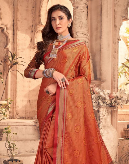Orange And Red Silk Saree