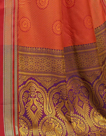 Orange And Red Silk Saree