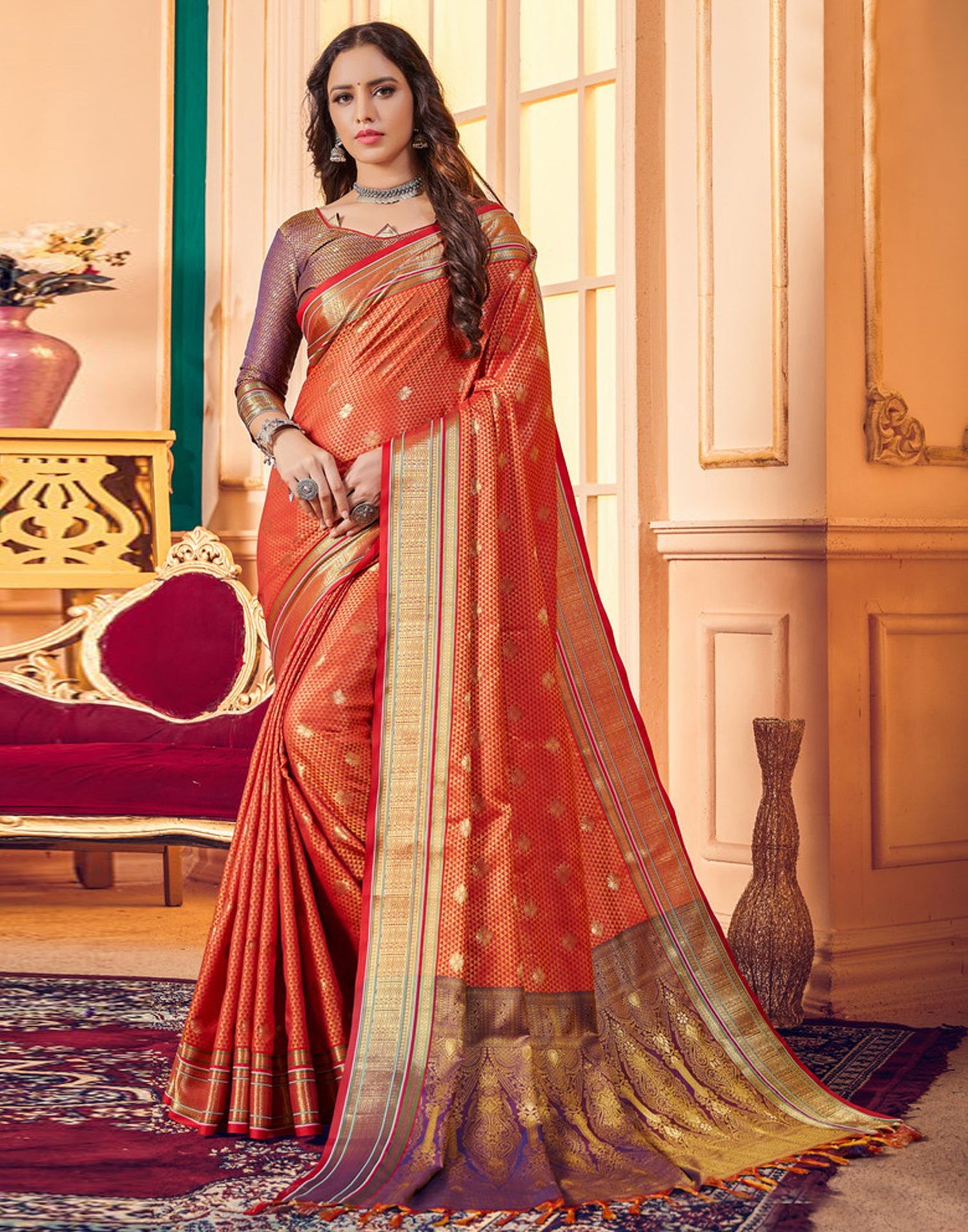 Orange Silk Saree