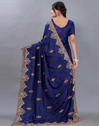 Navy Blue Embroidery Saree