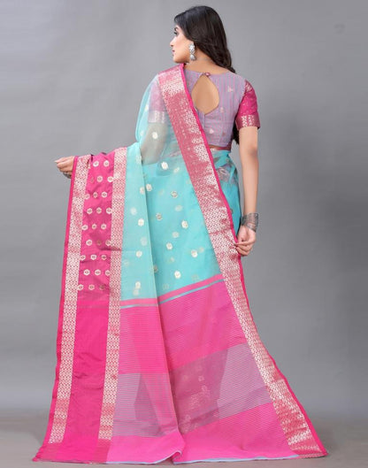 Light Acqua Blue Tissue Silk Saree