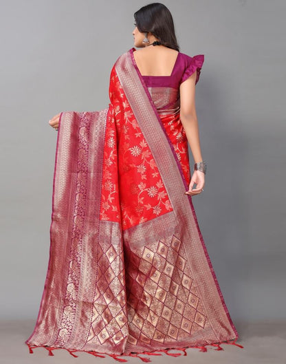 Red And Golden Silk Saree