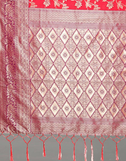 Red And Golden Silk Saree