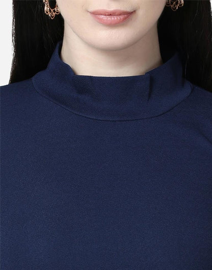 Blue Colored Lycra Knitted Top | SLV242TK5026
