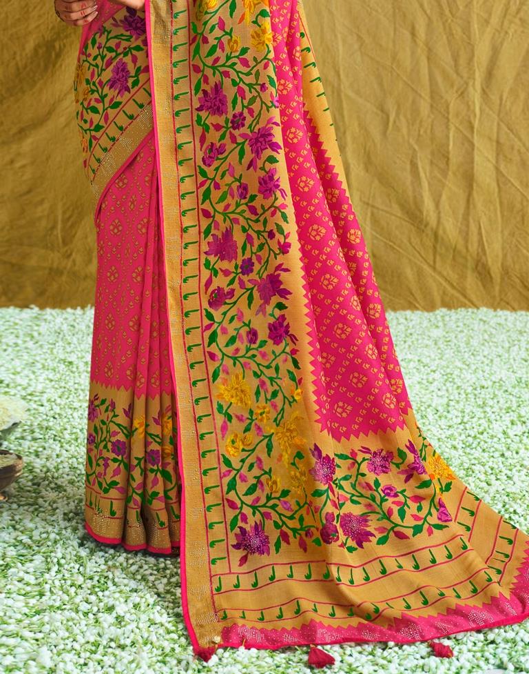 Punch Pink Silk Saree