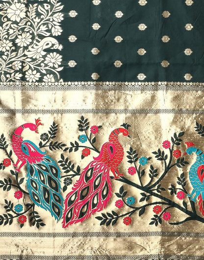 Bottle Green Silk Saree