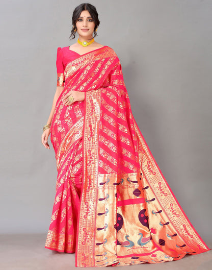 Hot Pink Silk Saree