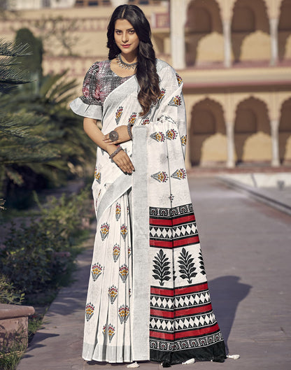 White Cotton Saree