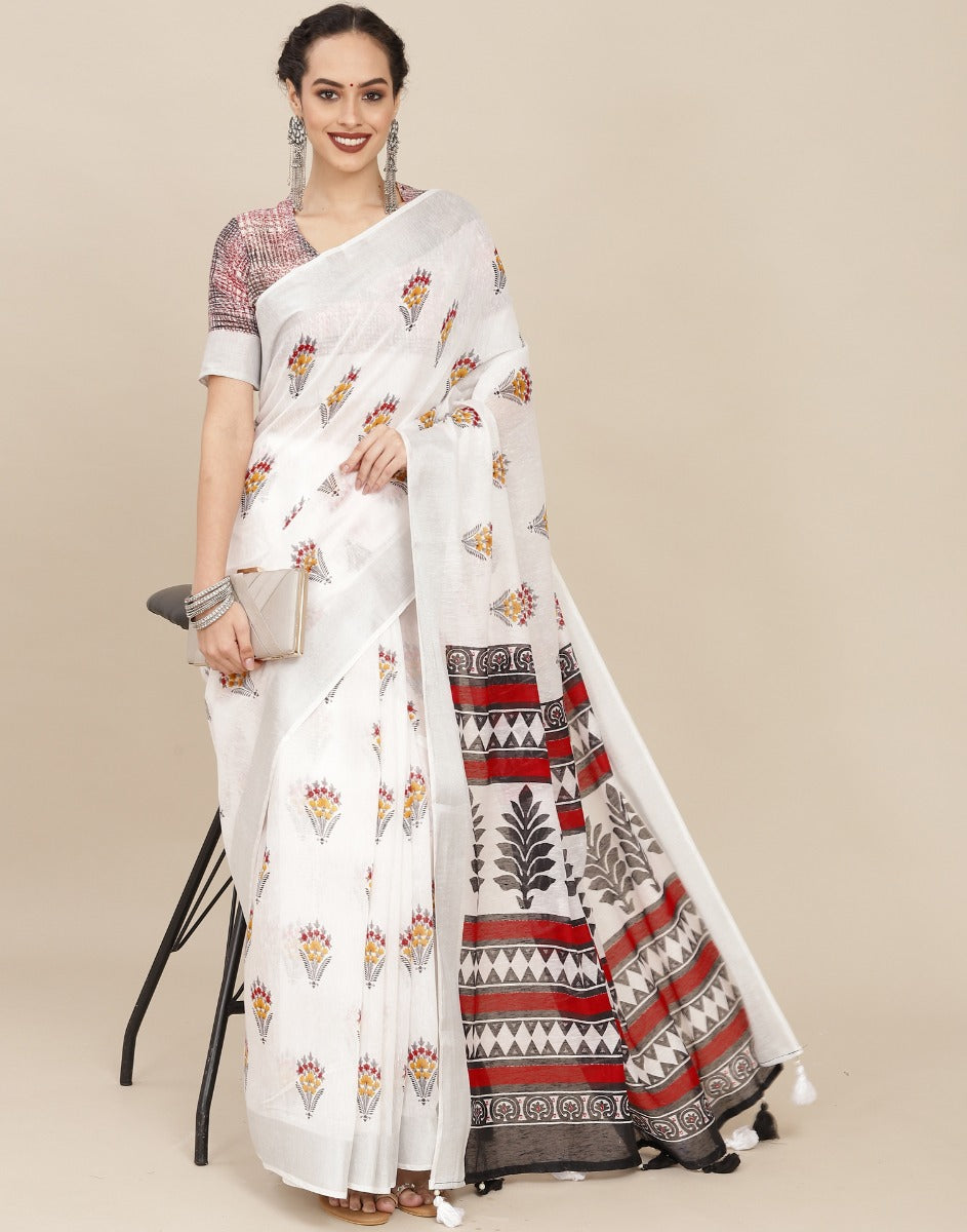 White Cotton Saree