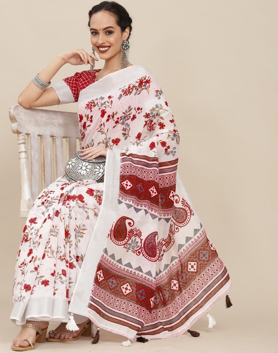 White Cotton Saree