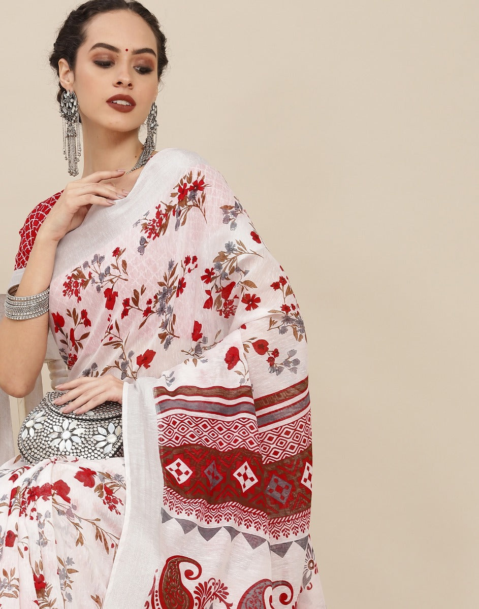 White Cotton Saree