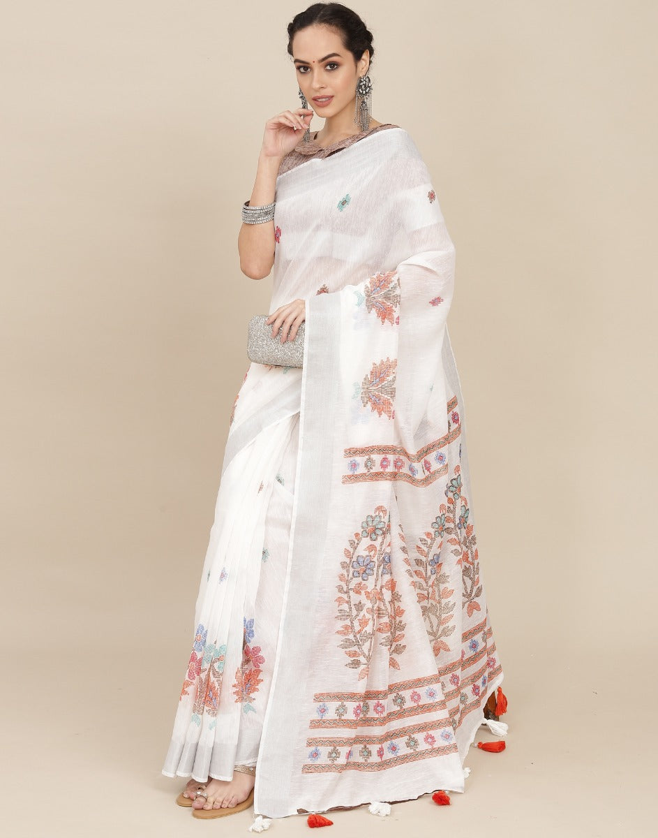 White Cotton Saree