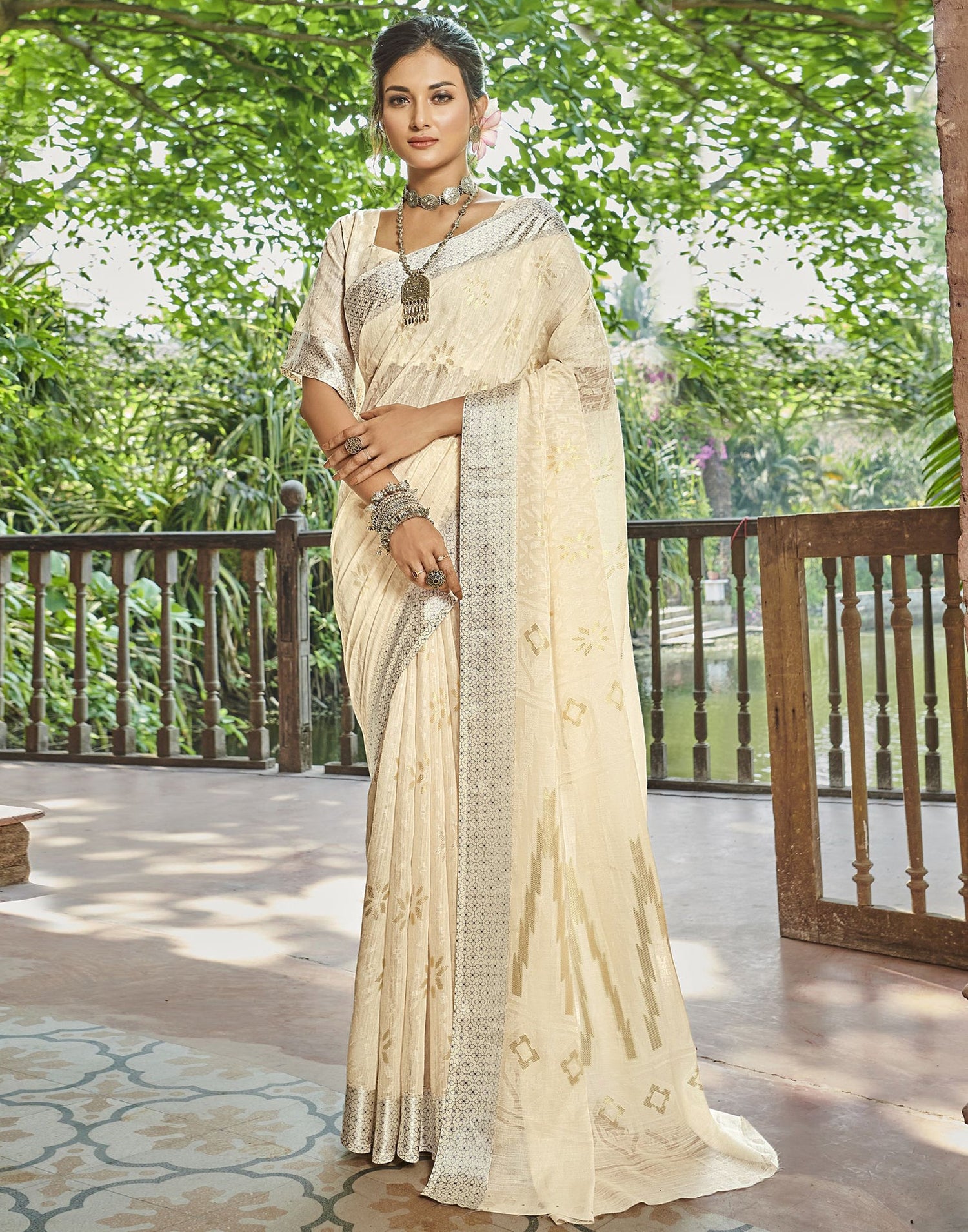 Beige Brasso Saree