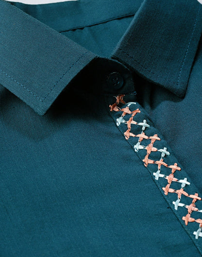 Teal Embroidered Top | SLV251TK4061