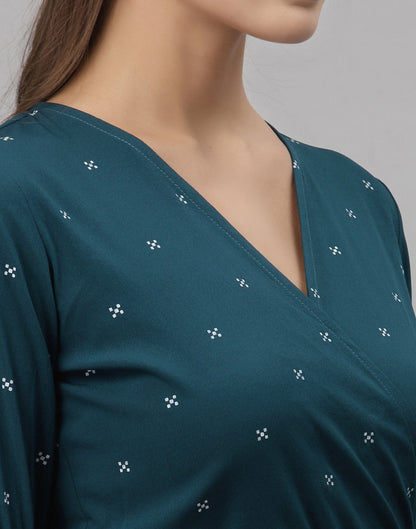 Teal Printed Top | SLV251TK4063