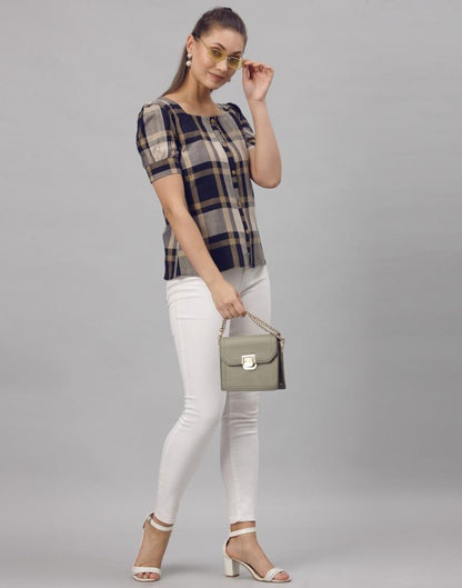 Blue Colored Rayon Woven Top | SLV251TK4065