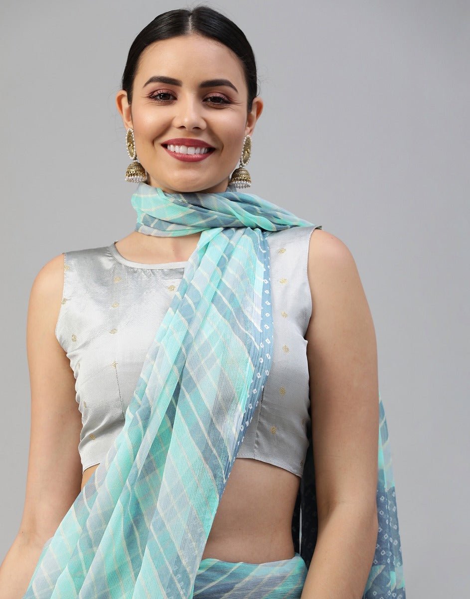 Light Blue Georgette Saree