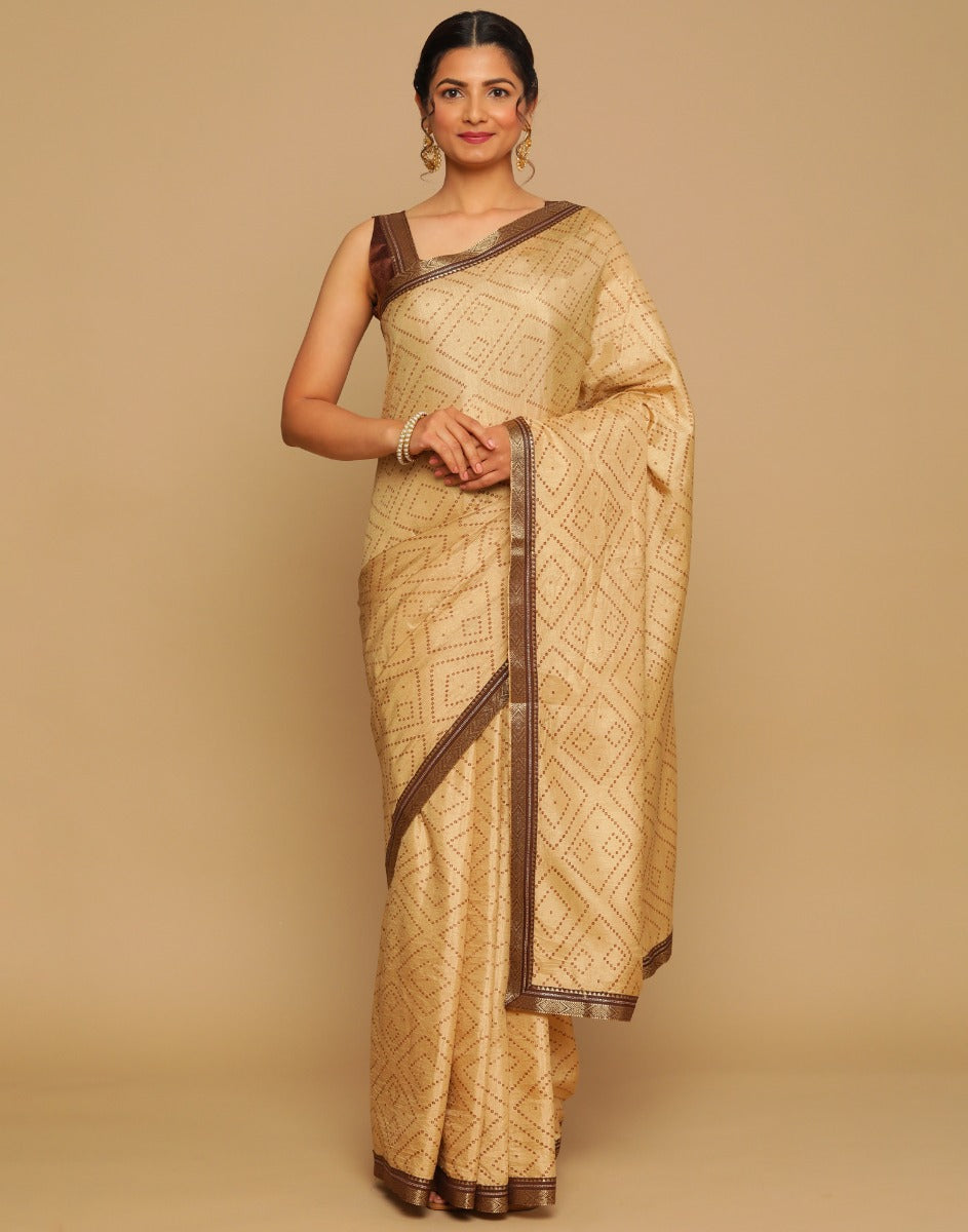 Beige Silk Saree