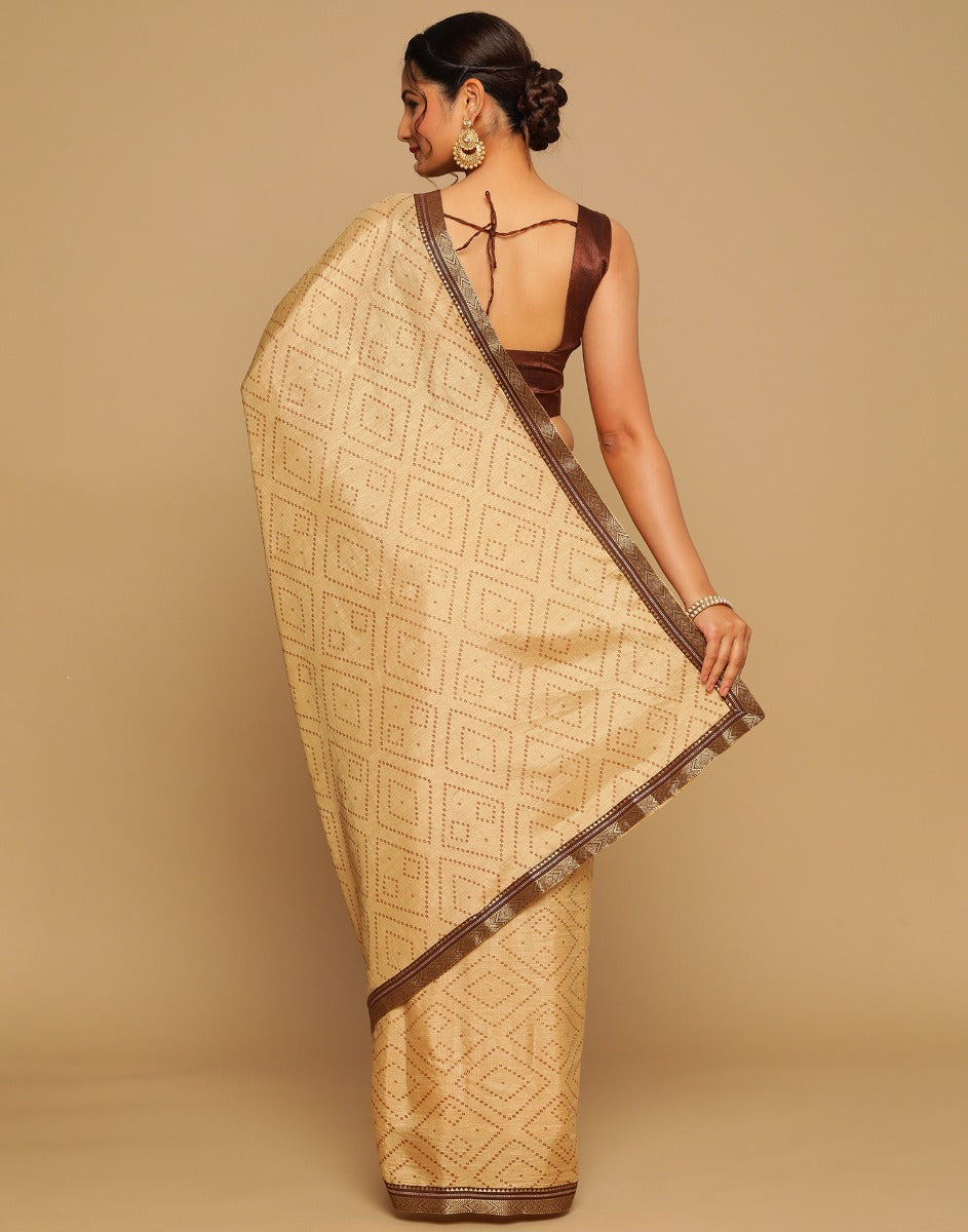 Beige Silk Saree