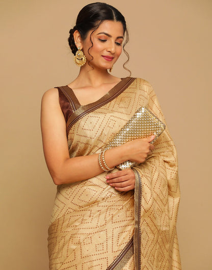 Beige Silk Saree