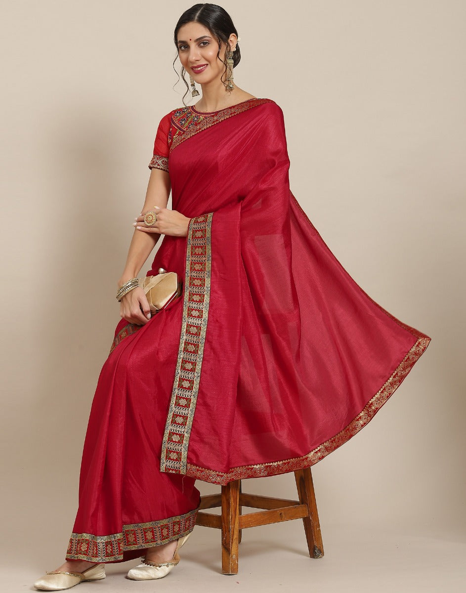 Maroon Silk Saree