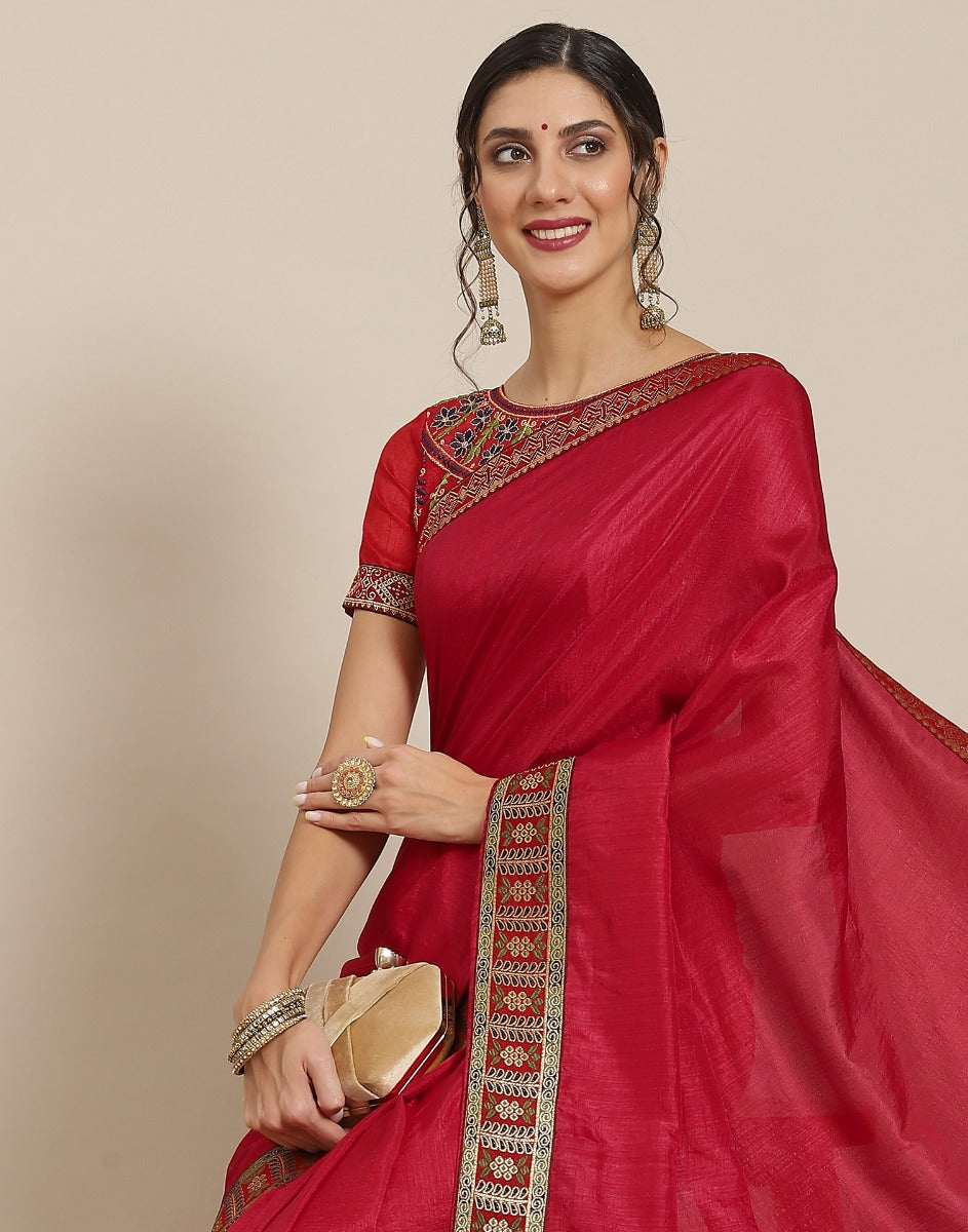 Maroon Silk Saree