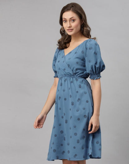 Teal Puff Sleeve Dress | SLV252TK4074