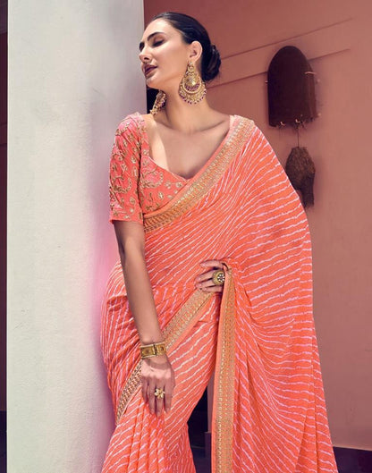Light Orange Georgette Saree