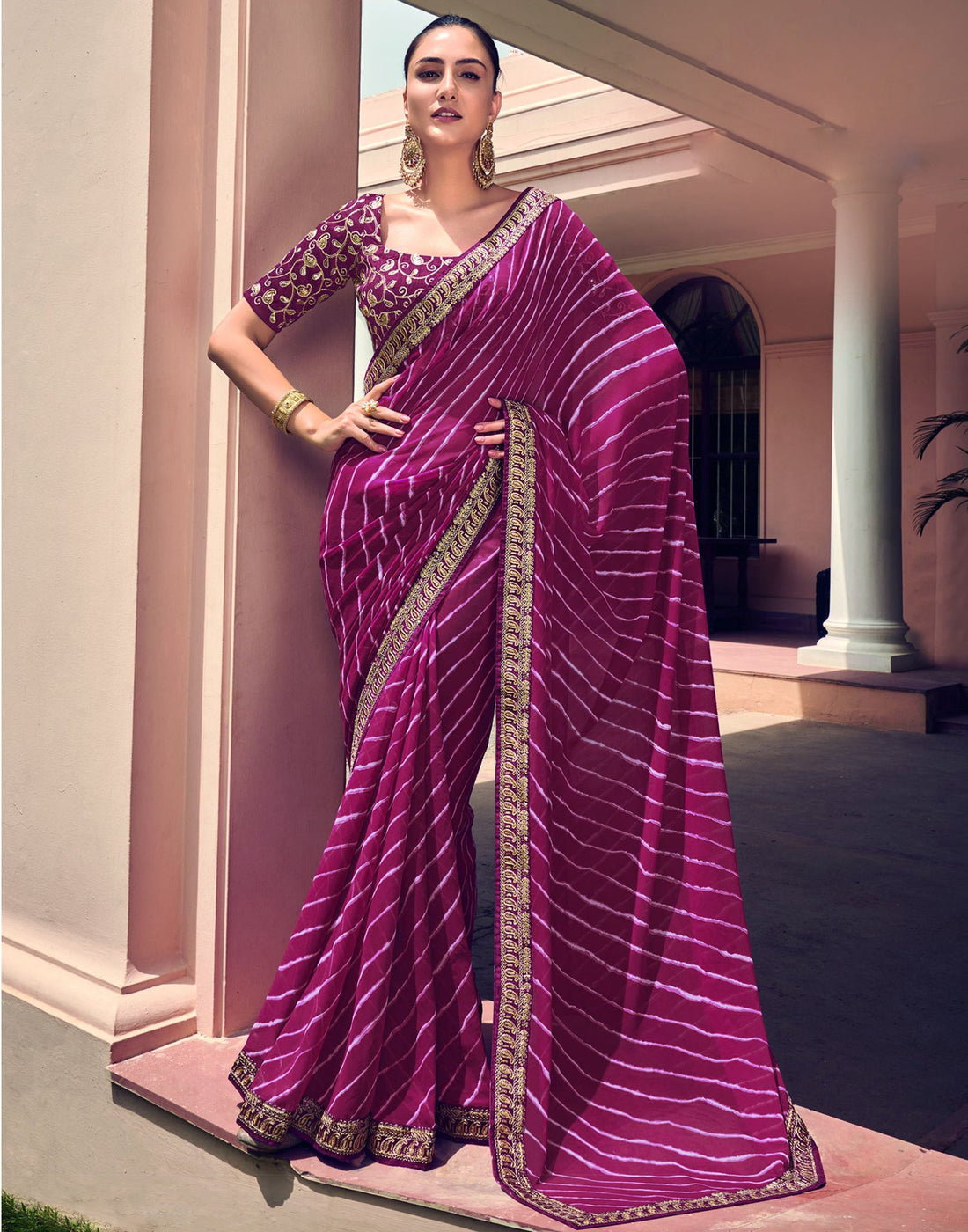 Purple Georgette Saree