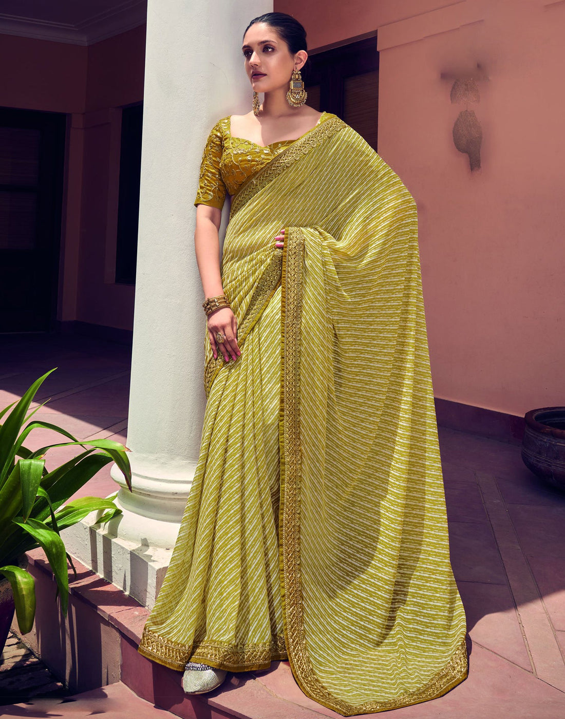 Mahendi Green Georgette Saree