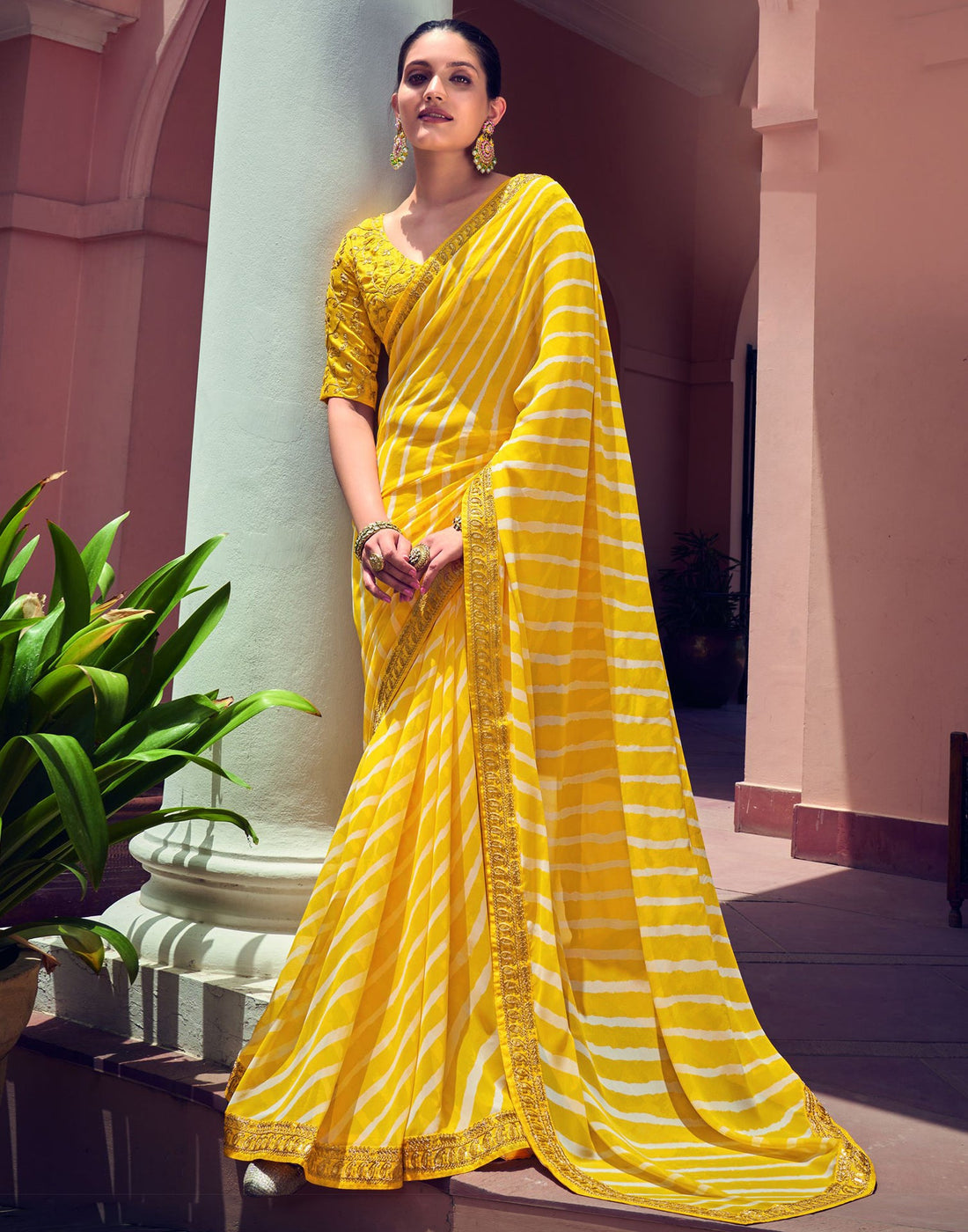 Yellow Georgette Saree