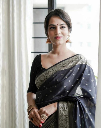 Black Banarasi Silk Saree