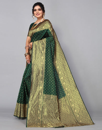 Bottle Green Banarasi Silk Saree