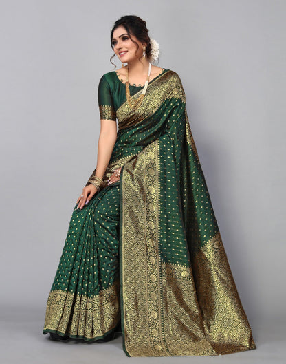 Bottle Green Banarasi Silk Saree