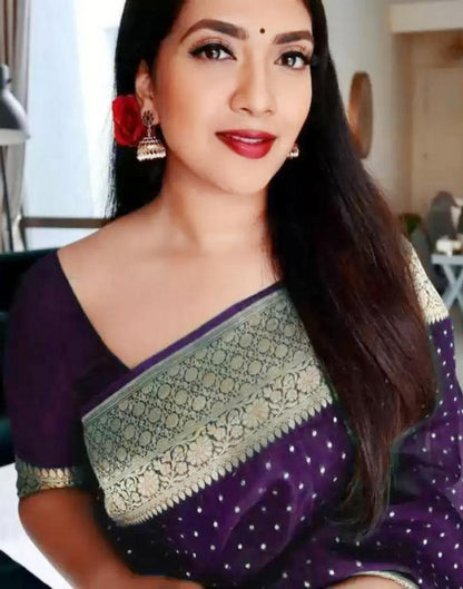 Purple Banarasi Silk Saree