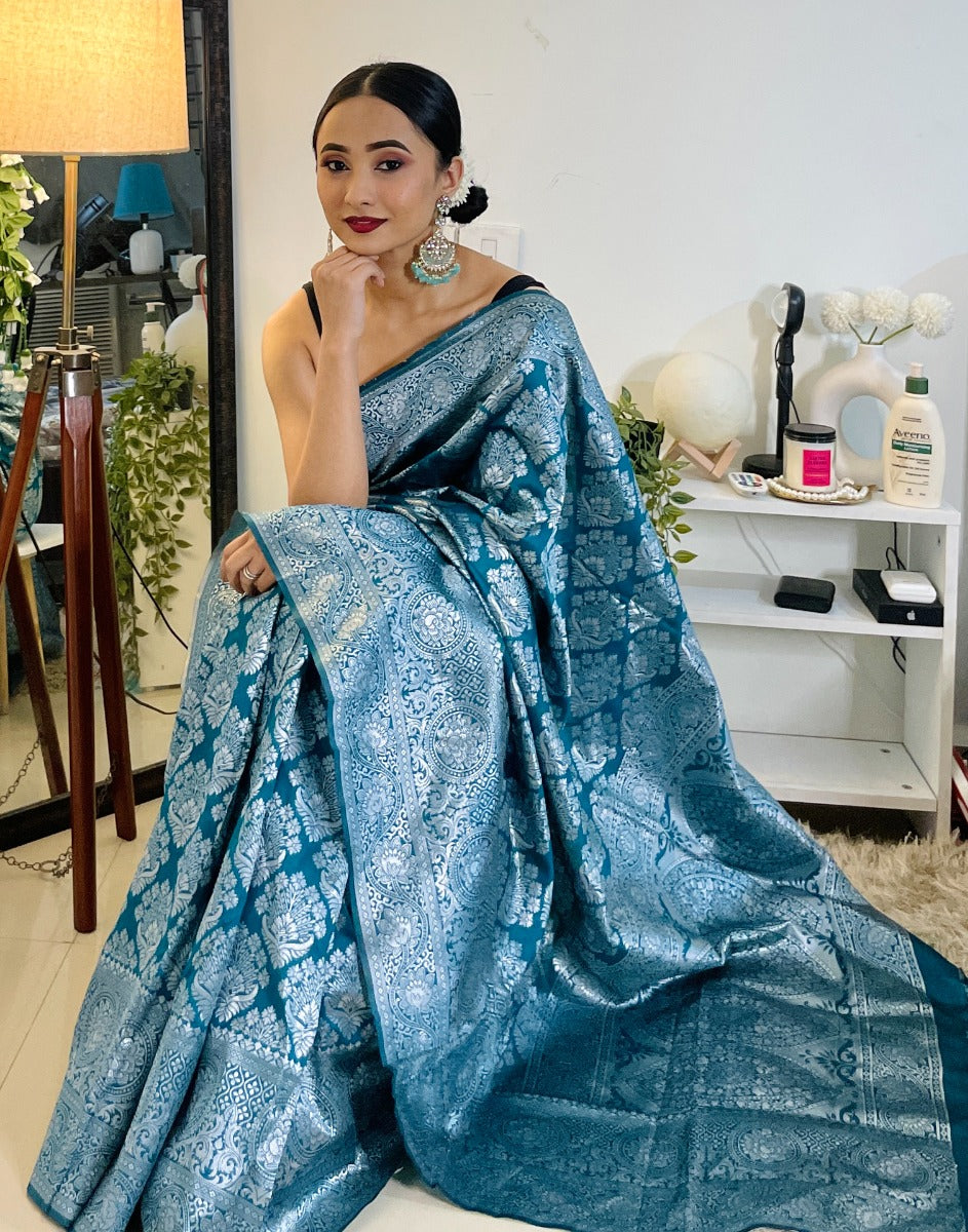 Rama Green Banarasi Silk Saree