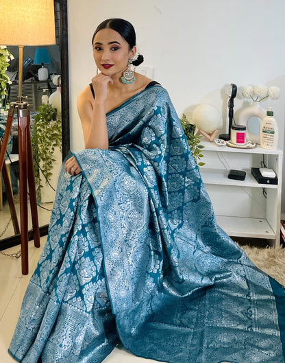 Rama Green Banarasi Silk Saree