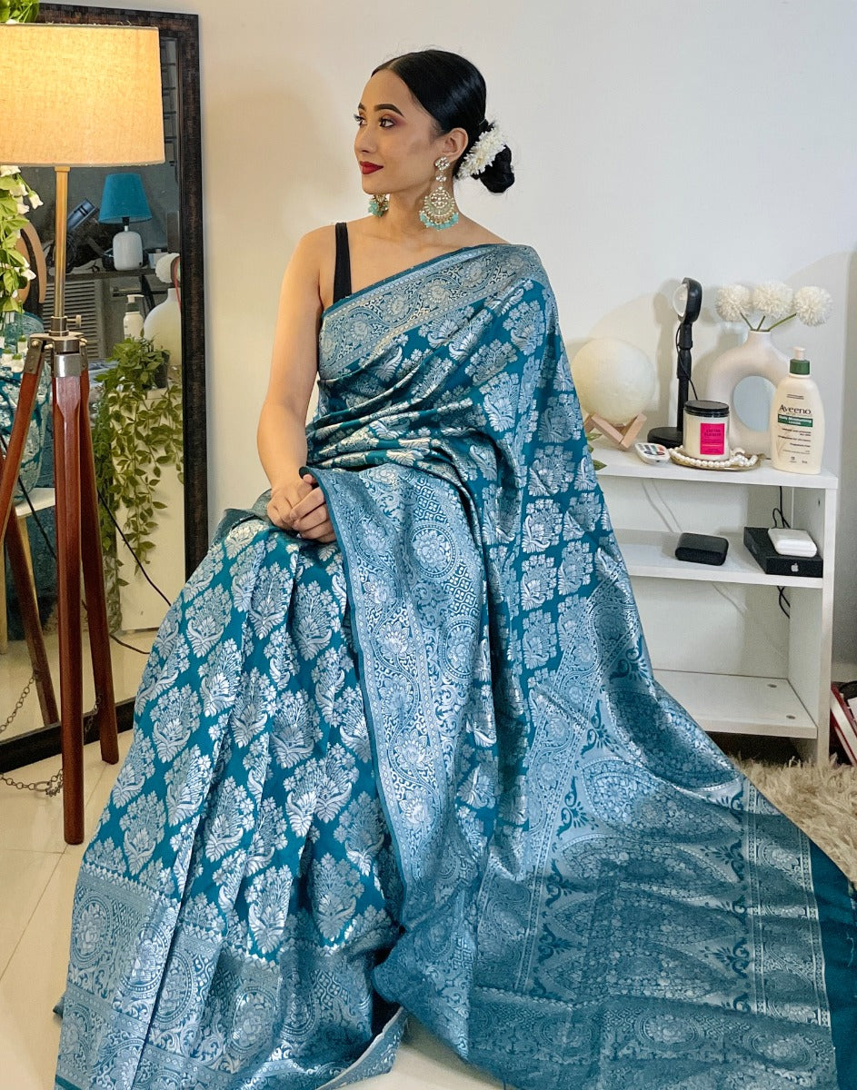 Rama Green Banarasi Silk Saree