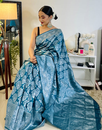Rama Green Banarasi Silk Saree