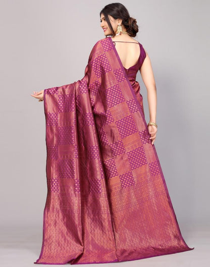 Wine Banarasi Silk Saree