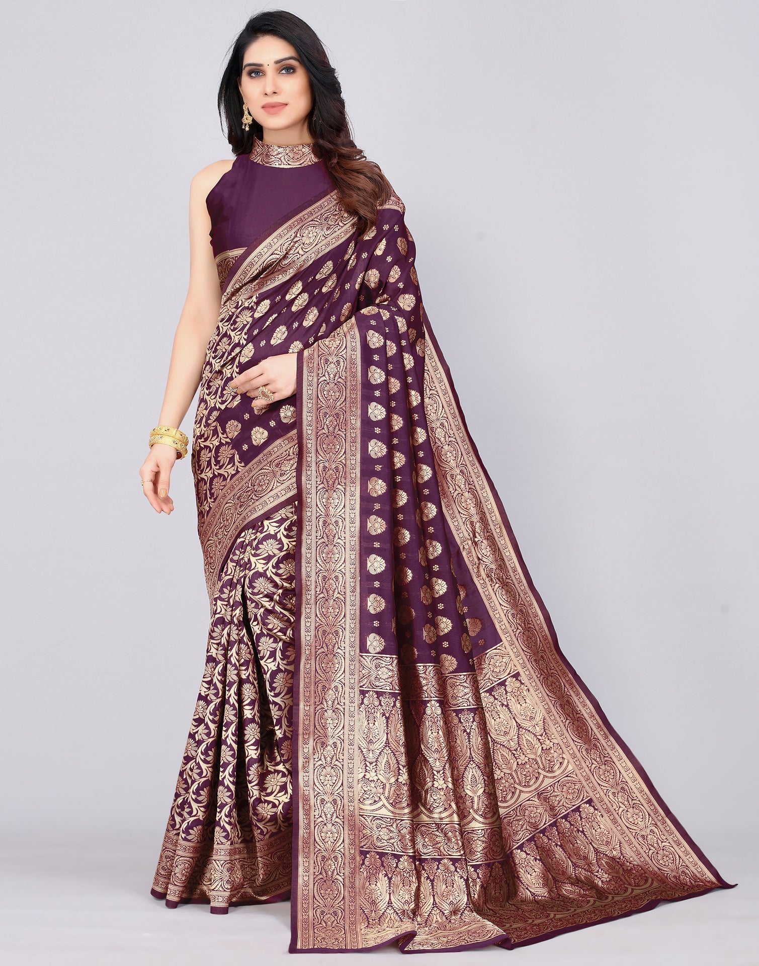 Purple Banarasi Silk Saree