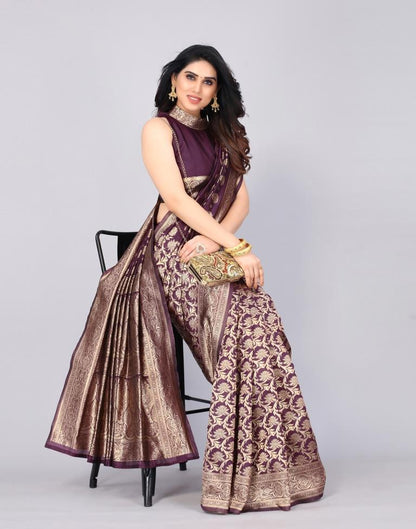 Purple Banarasi Silk Saree
